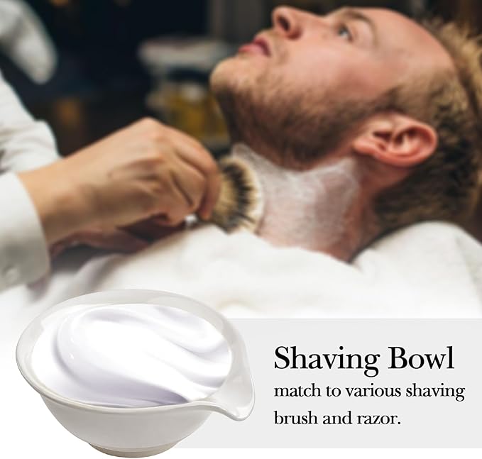 Linkidea Ceramic Shaving Bowl, Shaving Soap Lather Mug Cup for Men, Wide Mouth Barber Beard Wet Razor Shave Cream Cup