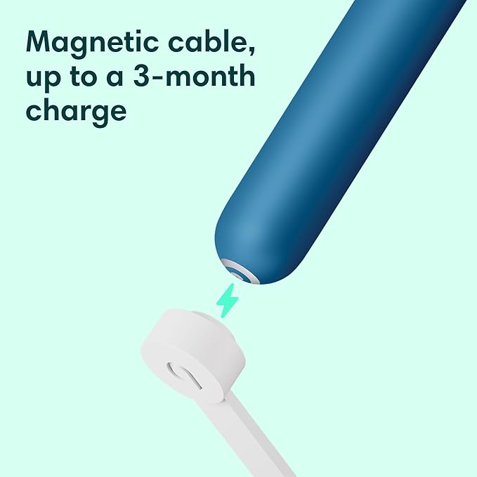 Quip Rechargeable Smart Sonic Toothbrush for Adults - Timed Electric Toothbrush with Bluetooth & Rewards App - Replaceable Brush Head, Soft Bristles, Plastic Handle - Travel Toothbrush - Ocean Blue