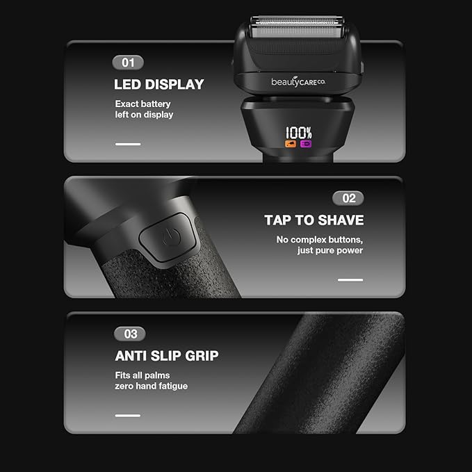 Electric Foil Shaver for Men,Electric Razor for Men with Fast Charging, Waterproof Cordless Rechargeable System, Professional Beard Trimmer & 3 Blade Replacement Head