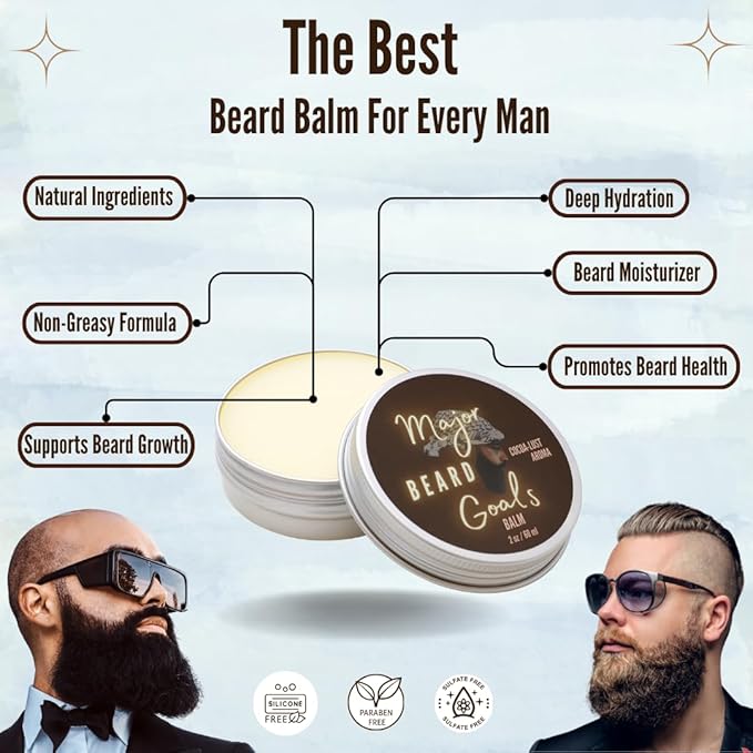 Beard Balm - Deep Conditioning & Softening Balm - Beard Oil for Men Growth - Tames & Nourishes - Hydrates & Thickens - Natural Oils & Butters - 2oz