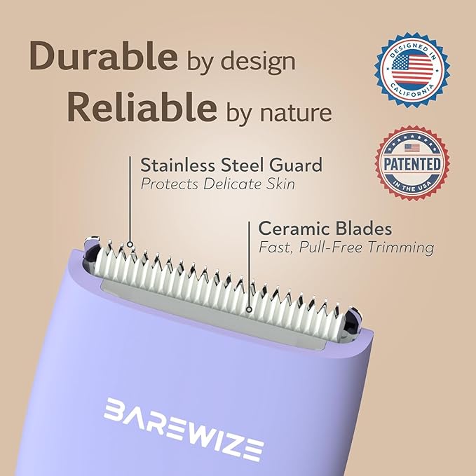 Bikini Trimmer for Women, Pubic Hair Trimmer, Waterproof, USB-C Rechargeable, LED Light, Replaceable Blade, Electric Razors for Women, Electric Lady Shaver (Violet)