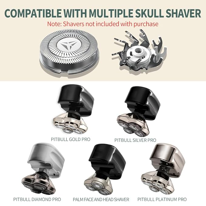 Shaver Replacement Blades for Skull Shaver Pitbull Replacement Blade,Replacement Heads for Pitbull Gold/Silver/Platinum Pro Shaver (12 Blades)
