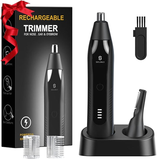 Ear and Nose Hair Trimmer for Men, 2025 Professional Painless USB Rechargeable Eyebrow & Facial Electric Hair Trimmer for Men Women, Powerful Motor, Dual Edge Blades, IPX7 Waterproof Easy Clean