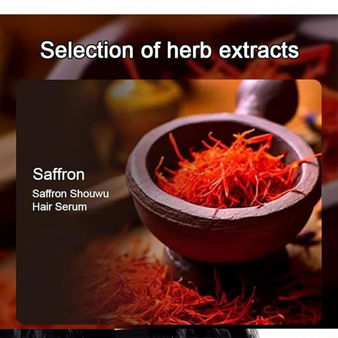 Saffron Hair Blackening Spray, Saffron Hair Spray, 𝐒affron 𝐇air Growth 𝐒𝐩𝐫𝐚𝐲, 𝐒affron Herbal Essence 𝐒𝐩𝐫𝐚𝐲 100ml, Volumizing Thickness Anti-𝐇air Loss (1 Pc)