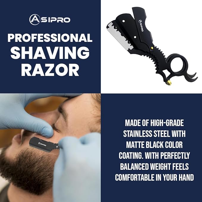 Straight Edge Razor for Mens Straight Razor with 20 Straight Razor Blades Single Blade Razors for Men Navaja para Afeitar para Hombre Barber Razor Single Edge Razor Beard Razor for Men