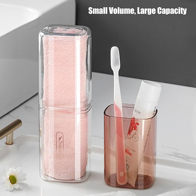 Toothbrush Cup Toothbrush Travel Case, Travel Toothbrush Holder Case with Cover Portable Multifunctional Toothbrush Cover, Suitable for Travel Business Camping Bathroom School or Daily Uses