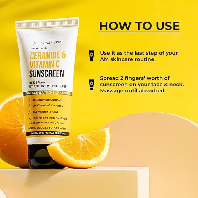 Generic Dr ShethS Vitamin C Sunscreen | For Deep Moisturization | Non-Greasy, Quick-Absorbing | Zero White | For Women & Men | Sun Protection | 50g