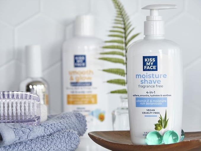 Kiss My Face Moisture Shave 11oz Fragrance Free 4-in-1 Pump, 11 Fl Oz (Pack of 6)