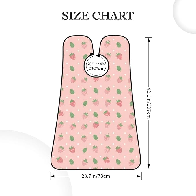 Waterproof Beard Trimming Bib, Non-Stick Hair Catcher for Men Shaving, Grooming Apron for Husband Dad, Cute Pink Strawberry Polka Dot Shave Bib