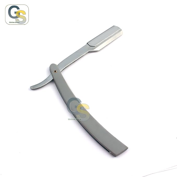 G.S GRAY STRAIGHT BARBER EDGE STEEL RAZOR FOLDING SHAVING KNIFE WITH 11 BLADES RAZORS