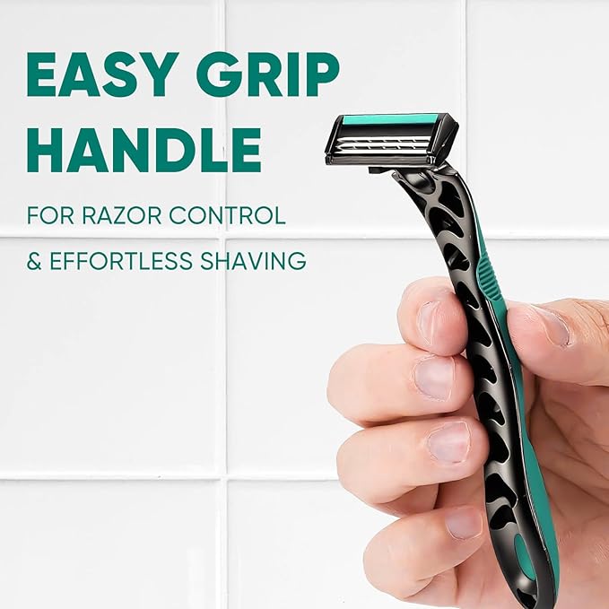 20 count Disposable Razors for Men,3-Blade Razors,Bulk Stainless Steel Shavers with Lubricating Strip for Shaving Sensitive Skin