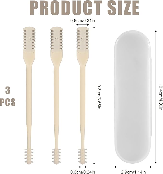 3pcs 2 in 1 Nose Hair Trimmer, 360° Rotating Nasal Hair Cutter Clipper Double Sided Nose Hair Cleaner Portable Manual Nostril Hair Removal Tool with Ear Picker for Men Women (Cream)