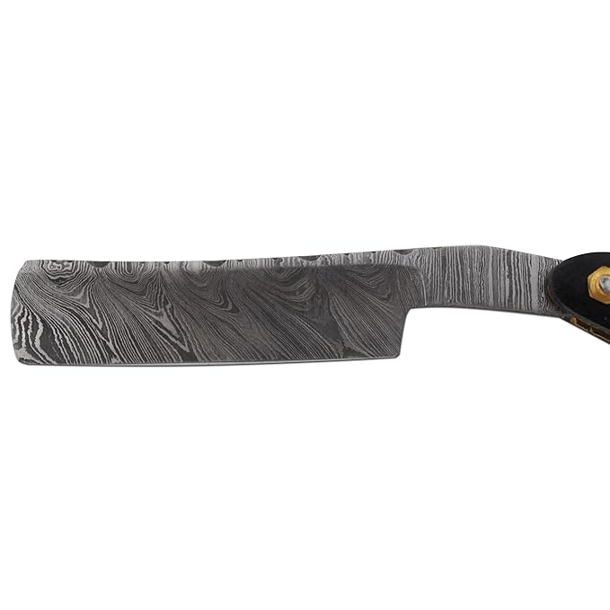Straight Razor | High Hardness Real Damascus Steel Cutthroat Straight Edge-Blade Barber Razor (329)