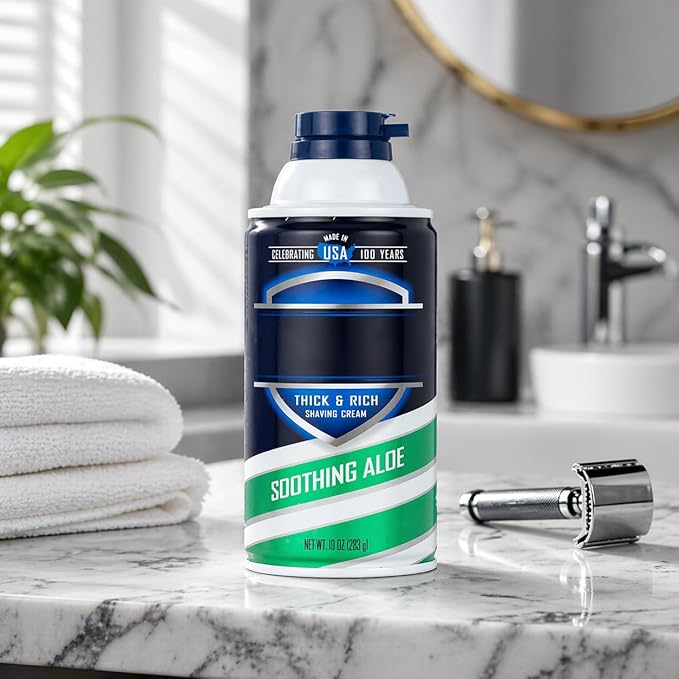 Men’s Shaving Cream with Aloe, 10 oz, Classic Shave Cream for Daily Grooming, Smooth Lather for Easy Razor Glide