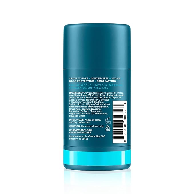 Oars + Alps Deodorant for Men & Women, Aluminum Free Deodorant for Men, Dermatologist Tested, Clean Ingredients, Non Toxic, Vegan, Long Lasting, Odor Protection, Fresh Ocean Splash, 1pk, 2.6oz