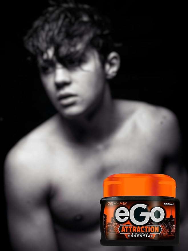 Gel For Men Attraction Essential Fragrance - 500 ml - 16.9 fl oz - Ego Gel for Men - Perfect Look and with Masculine Fragrance - Colombian Product, Transparent