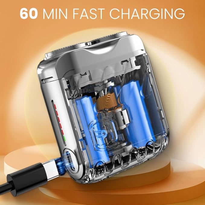 Portable Rotary Dual Ring Electric Shaver, 2025 New Mini Rotary Dual Ring Electric Razor for Men USB Rechargeable One-Button Long Lasting for Home Travel (Black)