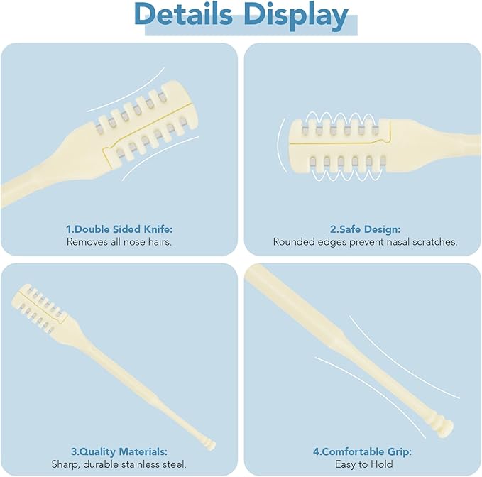 Manual Nose Hair Trimmer, Nostril Hair Remover, Portable Travel Home Daily Use Essentials with Ear Pick for Men & Women (10pcs)