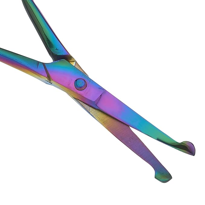 SurgicalOnline Multi-Colored Titanium Galaxy Rainbow Safety Scissor - Stainless Steel Multi Scissors For Nose, Mustache, Eyebrow, Small Grooming Scissors, Travel Size