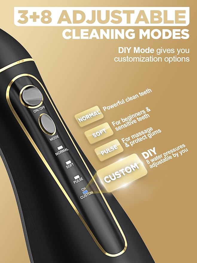 Oralfree Water Flosser Teeth Pick - Dental Cordless Portable Floss Picks Rechargeable Travel Pik Irrigation Cleaner IPX7 Waterproof Oral Irrigator Electric Flossing Machine for Home Teeth Cleaning