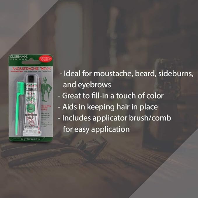 Pinaud Clubman Moustache Wax, Neutral 1/2OZ by Clubman