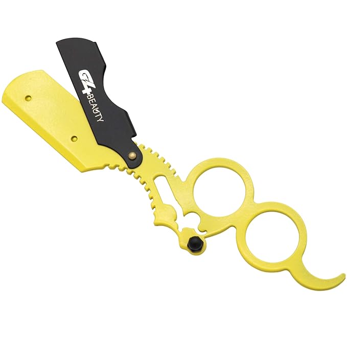 G4 Vision Universal Replaceable Half Blade Straight Razor with 100 blades, Professional Double Ring Barber Single Edge Shave Razor (Lime Yellow)