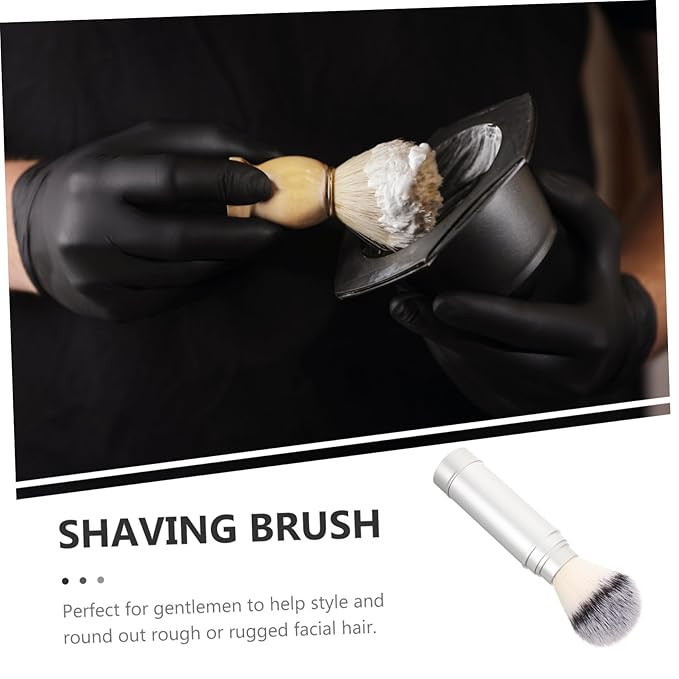 Mens Shaving Brush Portable Travel Beard Brush Lightweight Nylon Fiber Shave for Facial Hair Styling and Cleansing 6.29X1.77X1.77In