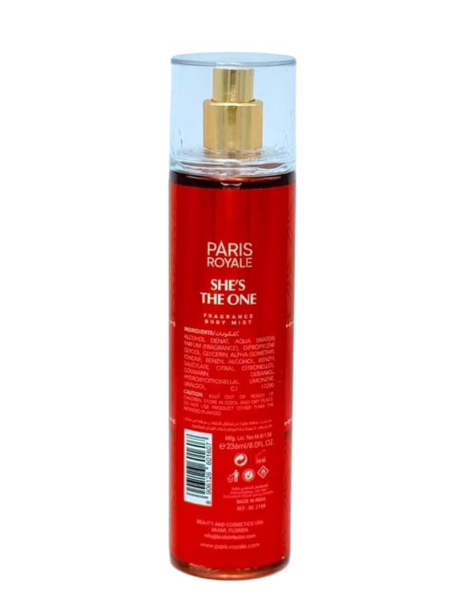 Paris Royal She's the One Body Mist for Women, 8 Fl Oz - Romantic & Irresistible Fragrance - Alluring Signature Body Spray (She's the One)