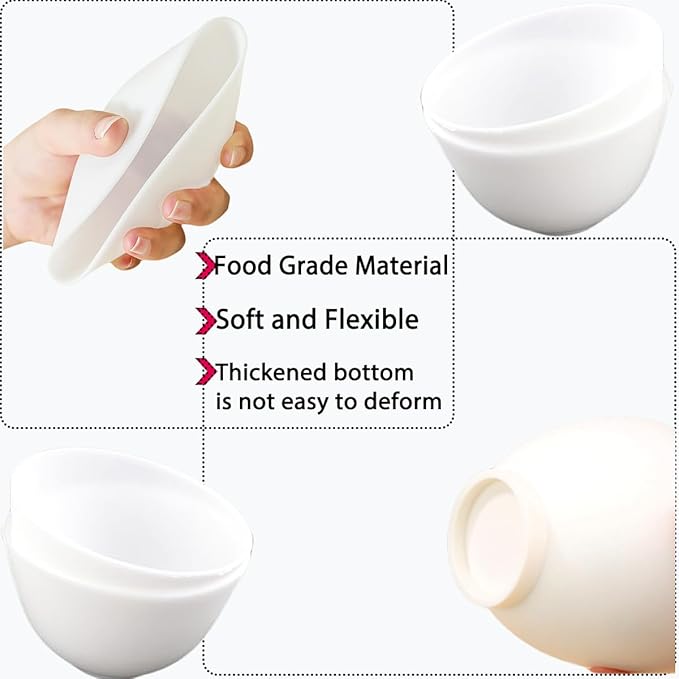 6 Pack Silicone Face Mask Mixing Bowls - Microwave & Freezer Safe, Non-Stick Esthetician Bowls for DIY Skincare, Clay Masks, Hair Color, 3.3-inch Esthetician Supplies(White)