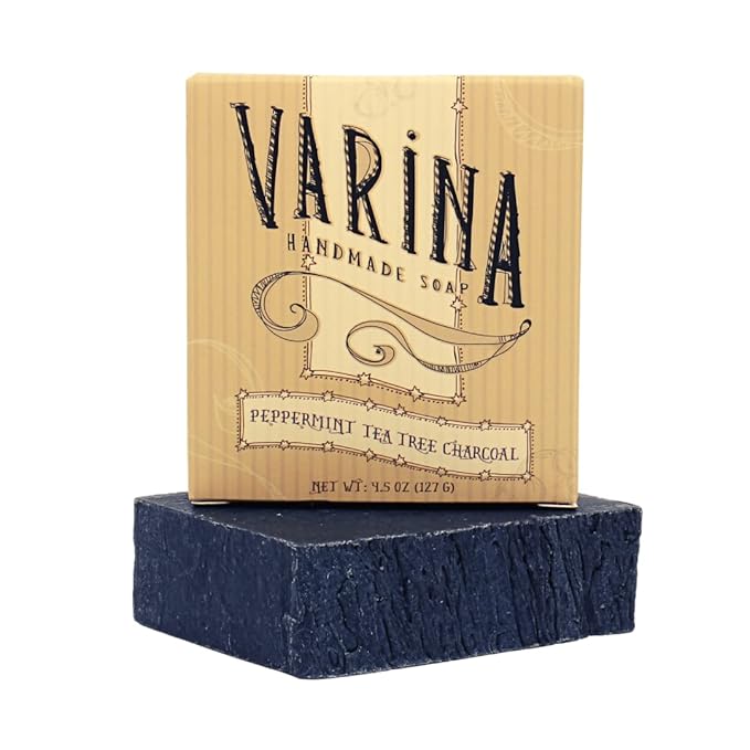 Organic Peppermint Tea Tree Activated Charcoal Bar Soap - Gentle Cleansing for Sensitive Skin, Herbal and Mint - 3 Pack - Experience Healthy and Glowing Skin