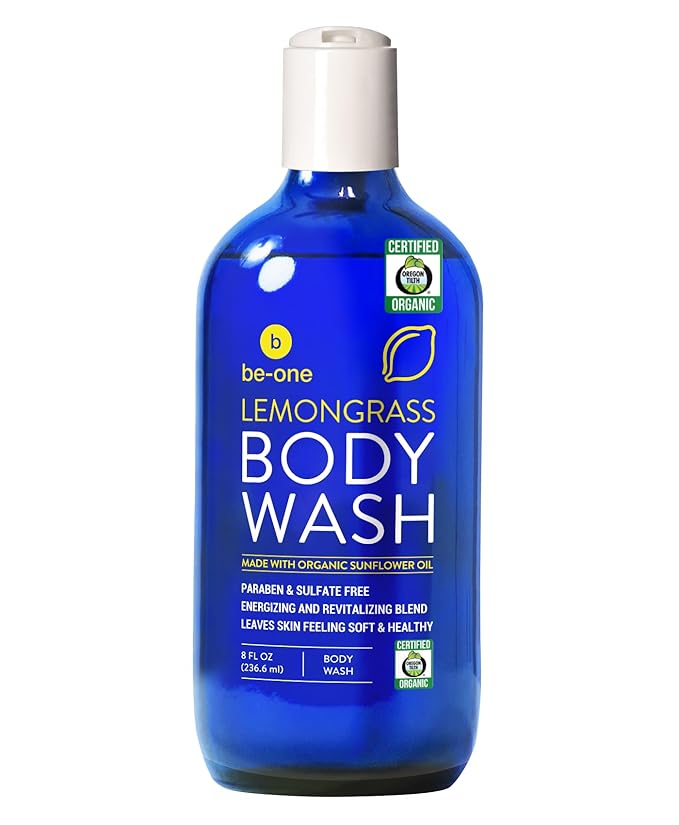 Certified Organic Lemongrass Body Wash Body Wash - Paraben & Sulfate Free - All Natural - Eczema - Sensitive Skin - Vegan - Gentle - For Men & Women - MADE IN USA