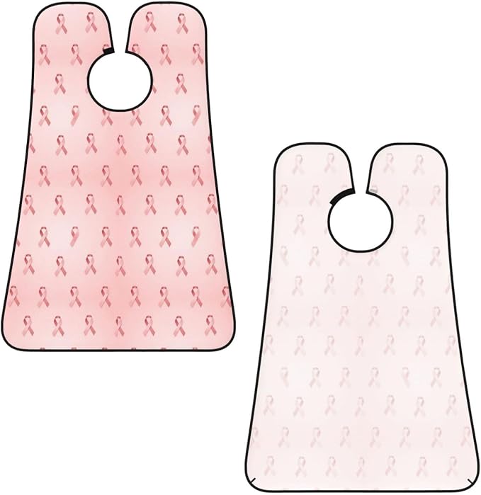 Beard Grooming Cape, Waterproof Hair Catcher for Shaving Trimming, Non-Stick Bib Apron Gifts for Dad Men, Breast Cancer Ribbons Awareness Pink Shave Bib