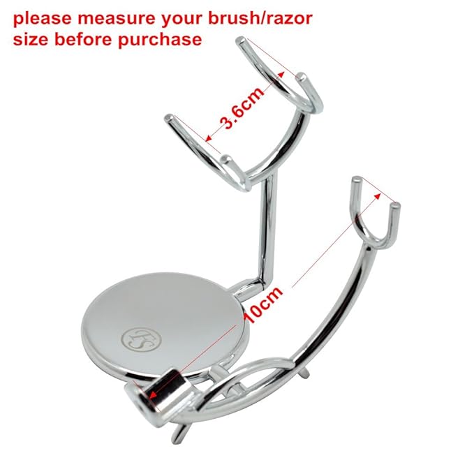 Anti Slip Chrome Metal Razor and Shaving Brush Stand Holder