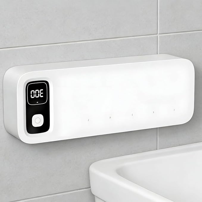 5-Slot Toothbrush Sterilizer, Sunshine-C Wall Mount Bathroom Sanitizer With Digital Display, Rechargeable 2000Mah Battery