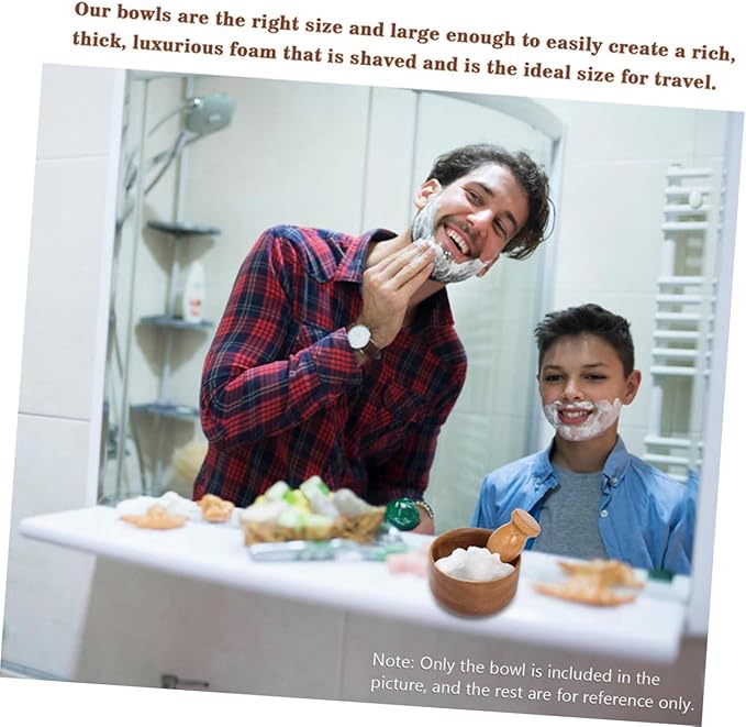 Angoily 3pcs Wooden Shaving Bowl for Men Facial Cleansing Shave Soap Bowl Home Bathroom Accessory