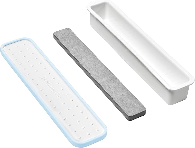 madesmart Travel Toothbrush Case with Drying Stone, Quick-Dry Protective Holder for Toothbrushes, Razors, Toothpaste & Bathroom Counter Essential, Toiletries, Blue