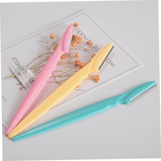 FOMIYES 24pcs Professional Eyebrow Razor Stainless Steel Shaver Hair Trimmer Grooming Tool Easy Control Travel Random Color