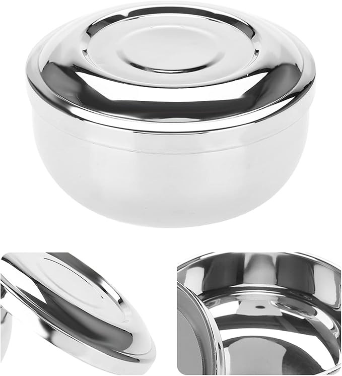 Semme Shaving Soap Bowl, Universal Men Stainless Steel Beard Shaving Soap Bowl Shaving Mug Container With a Mirror