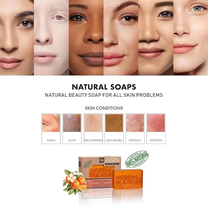 Mandarin Orange Organic Soap Bar for Women and Men - Glycerin Soap Bar, Vitamin C Glowy Facial & Body Bar Soap with Citrus Oils - Natural & Vegan Spa Gift, for All Skin Types