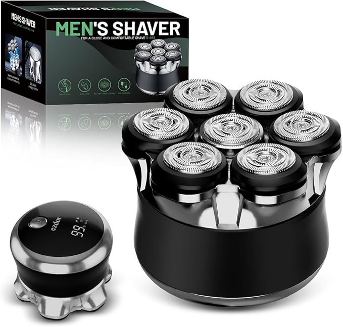 Head Shavers for Bald Men, 7D Floating Electric Razor with Magnetic Detachable Head, Smooth Close Shave for Head & Face, IPX7 Waterproof Wet/Dry, LED Display, Travel Lock, USB-C Fast Charging