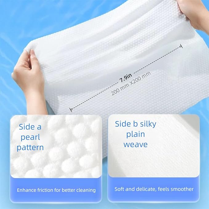 Disposable face towels, MIXUISEE thick and soft face towels. 100% pure cotton, super thick 130%. Suitable for makeup removal and cleansing, and applicable to sensitive skin. (100 pieces)