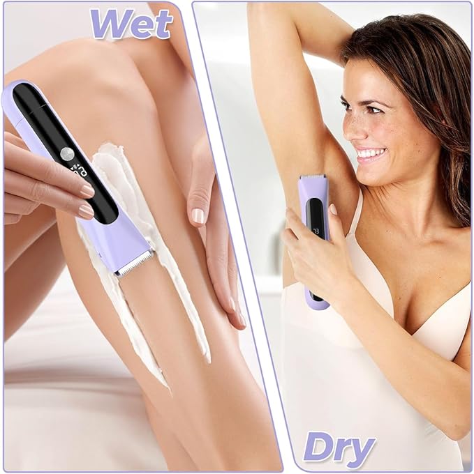 Facial Hair Removal for Women, 2 in 1 Electric Shaver for Women, Dual Head Ceramic Blad, with Digital Display, Rechargeable Epilators Hair Removal for Beard Body Grooming