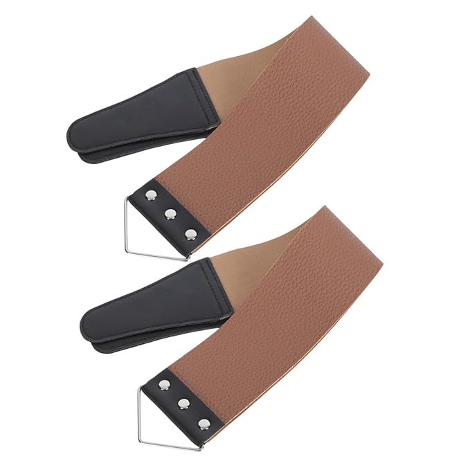 Double-sided Leather Razor Strop 2pcs Manual Shaver Sharpening Cloth for Barbers and Home Use Random Color Practical Dual-sided Sharpening Tool