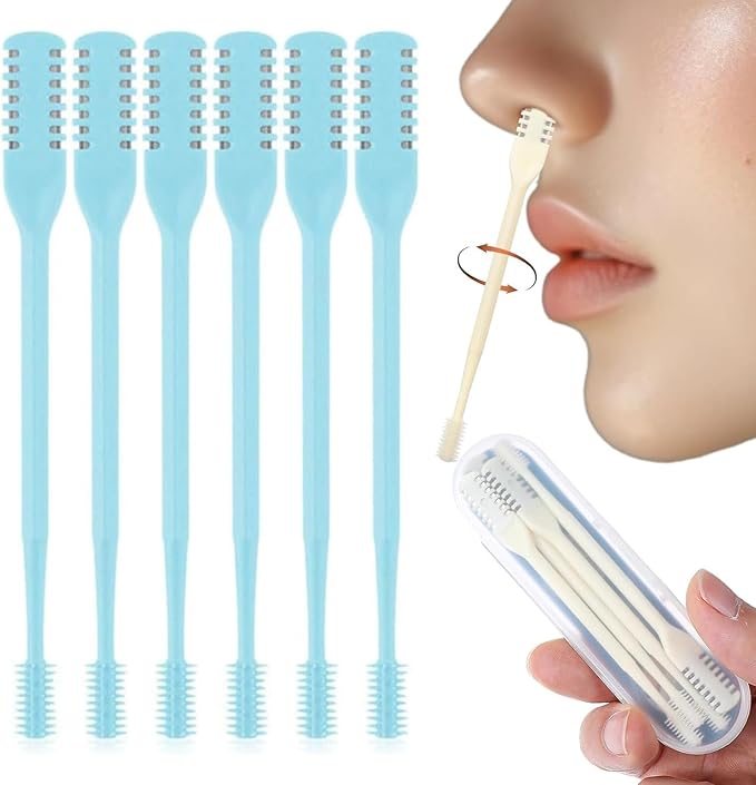 360° Nostril Hair Remover Tool,Portable Nose Hair Trimmer for Men Women,2-in-1 Nasal Hair Cutter,Upgrade Double Sided Nose Knife. (Blue, 6 Pcs)