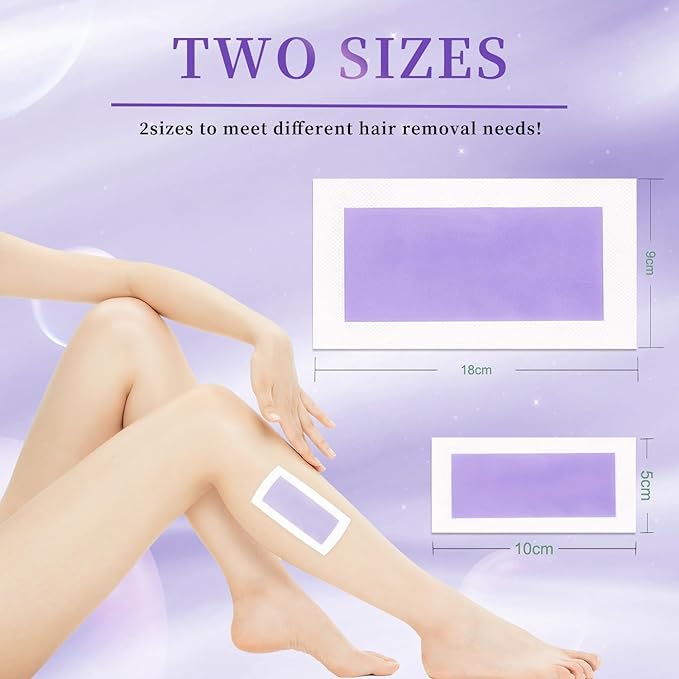 72PCS At Home Wax Strips for Hair Removal, 48 Body + 24 Face Wax Strips with 8 Calming Oil Wipes, Hypoallergenic for All Skin Types, Waxing Kit for Women & Men - Legs, Arms, Bikini, Brazilian, Back