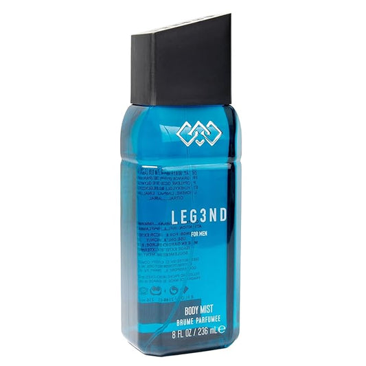 LEG3ND Body Spray for Men - Refreshing & Long-Lasting Fragrance with Natural Essential Oils - Hydrating Body Spray with Green Apple & Ambergris Notes, 236ml (Blue)