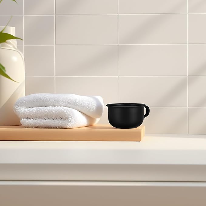 Yardwe Alloy Shaving Soap Bowl with Handle for Men, Black Shave Mug Foam Container, Sturdy Beard Shave Bowl for Home and Barber Shop Use