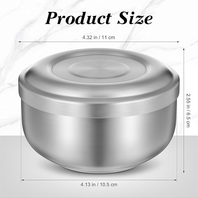 Shaving Bowl, Shave Bowl Stainless Steel, Shaving Soap Bowl with Lid, 4 Inch Shaving Mug, Unbreakable Shaving Cup for Wet/Hot Shave (Silver)
