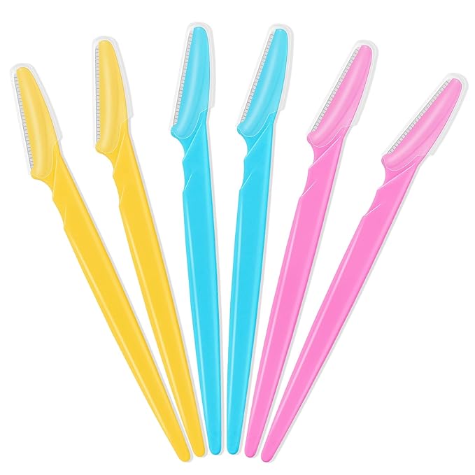 6 Pcs Eyebrow Razors Bulk Face Razor Multipurpose Facial Razor Dermaplaning Tools for Women Men Eyebrow Trimmers Shaver with Protective Cover, Hair Removal Tools for Face Body Use Multicolor