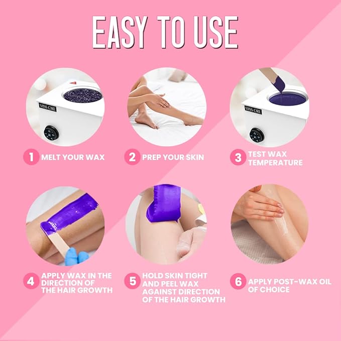 Miss Cire Purple Hard Wax Beads - Painless Hair Removal Peel-Off Wax - No Strips Needed - Low melting Point - Gel Like Consistency - For Face and Body - Hello Gorgeous - For Sensitive Skin - 8oz